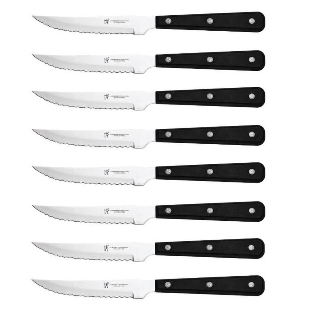 Henckels 8 Piece Serrated Steak Knife Set with Black Plastic Handle (1019434) New 1