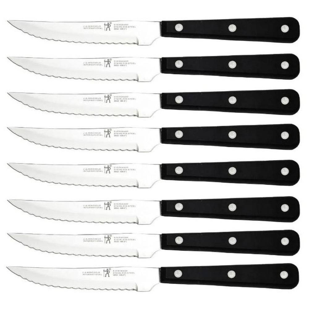 Henckels 8 Piece Serrated Steak Knife Set with Black Plastic Handle (1019434) New 4