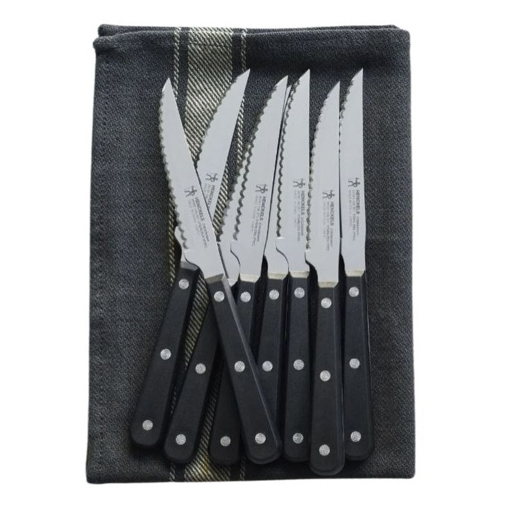 Henckels 8 Piece Serrated Steak Knife Set with Black Plastic Handle (1019434) New 5