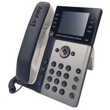 Poly Edge E300 IP Desk Phone with color display, 8 line keys, and antimicrobial protection