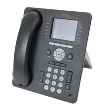 A front view of the Avaya 9611G IP phone with multiple buttons and indicators