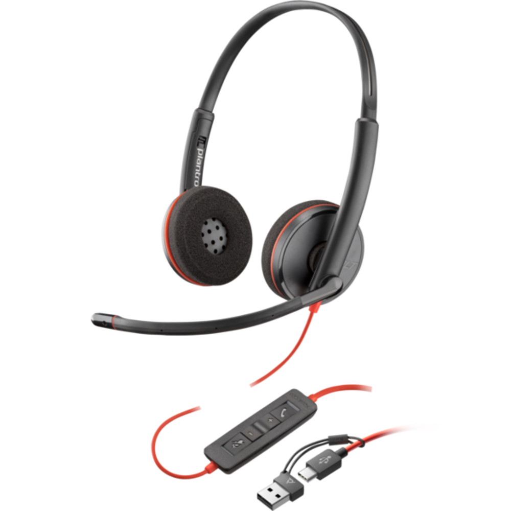 Poly Blackwire 3220 Stereo USB-C Headset +USB-C/A Adapter - Bulk (8X228A6) New