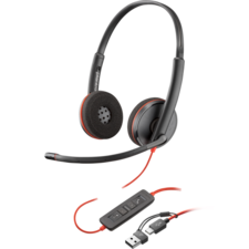 Poly Blackwire 3220 Stereo USB-C Headset +USB-C/A Adapter - Bulk (8X228A6) New
