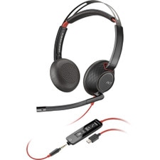 Poly Blackwire 5220 Stereo USB-C Headset +3.5mm Plug +USB-C/A Adapter Bulk (8X231A6, 8X231AA) New