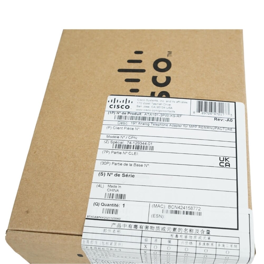 Cisco ATA191 Multiplatform Analog Telephone Adapter (ATA191-3PW-K9) Refresh 7