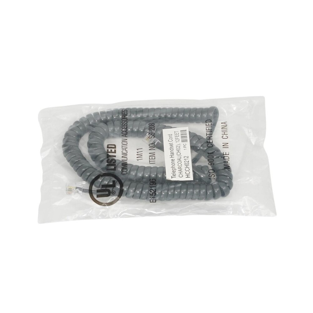 Generic Curly Cord 12 Foot Charcoal (CURLY-CORD-C-12FT) New 1