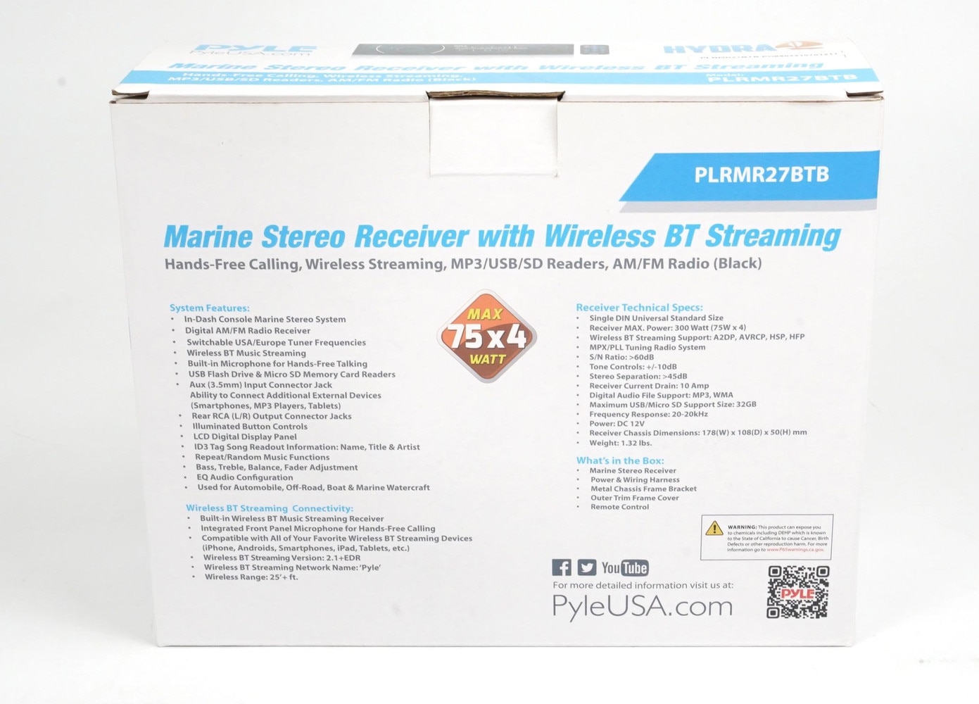 Pyle Marine Bluetooth Receiver Stereo MP3/USB/SD (PLRMR27BTB) New 4